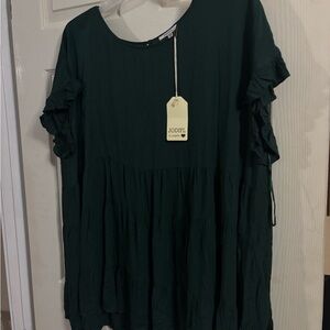 JODIFL Forest Green Tiered Blouse